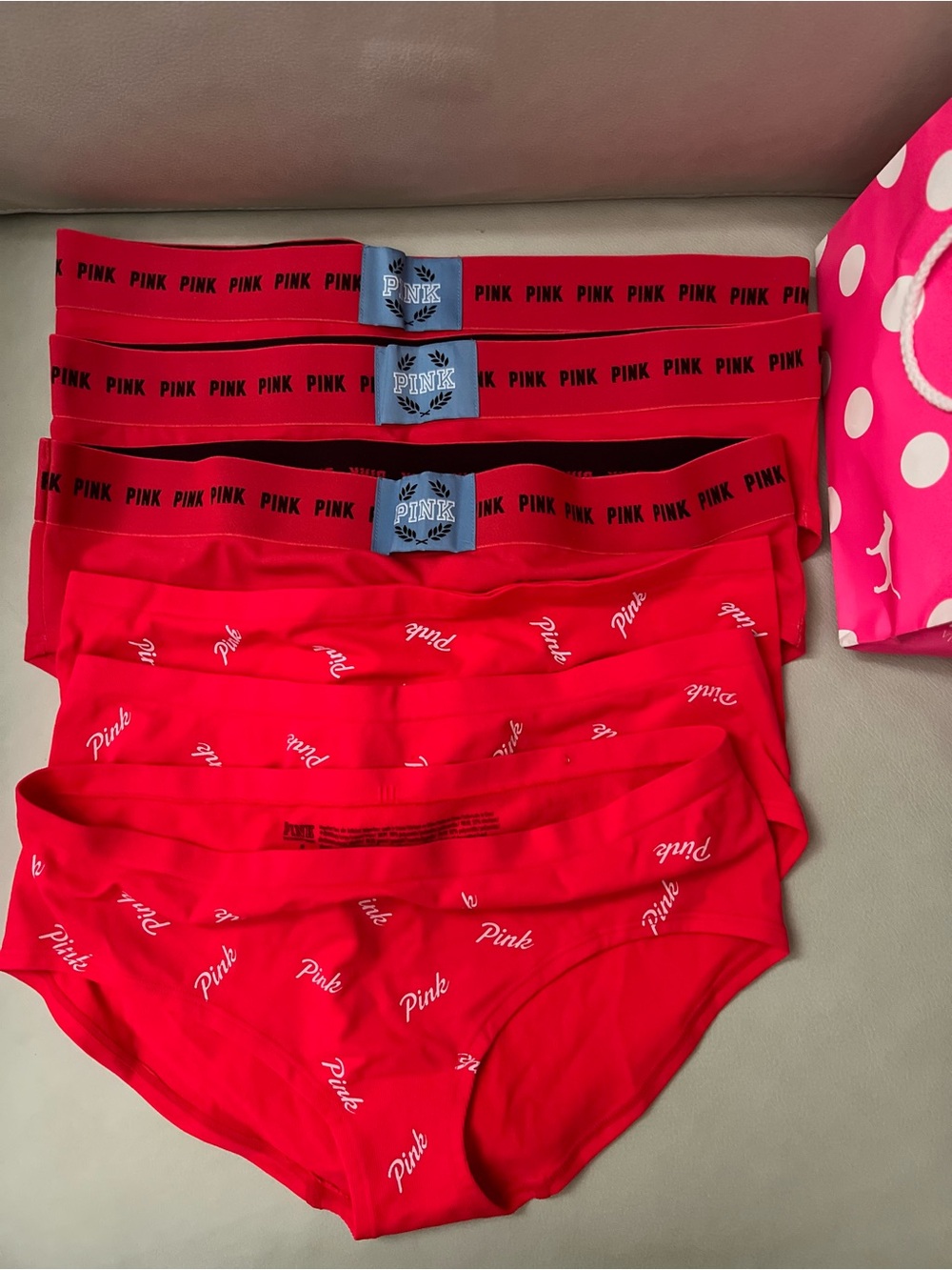 6 PINK Victoria's Secret Magenta Hipsters - Size M - New, Never Worn/Washed
